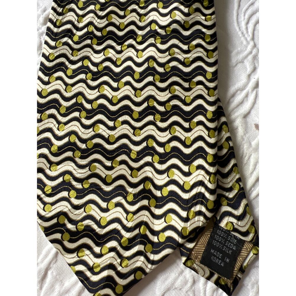 Mens pure silk Franco Di Napoli korea,‎ green cream black tie